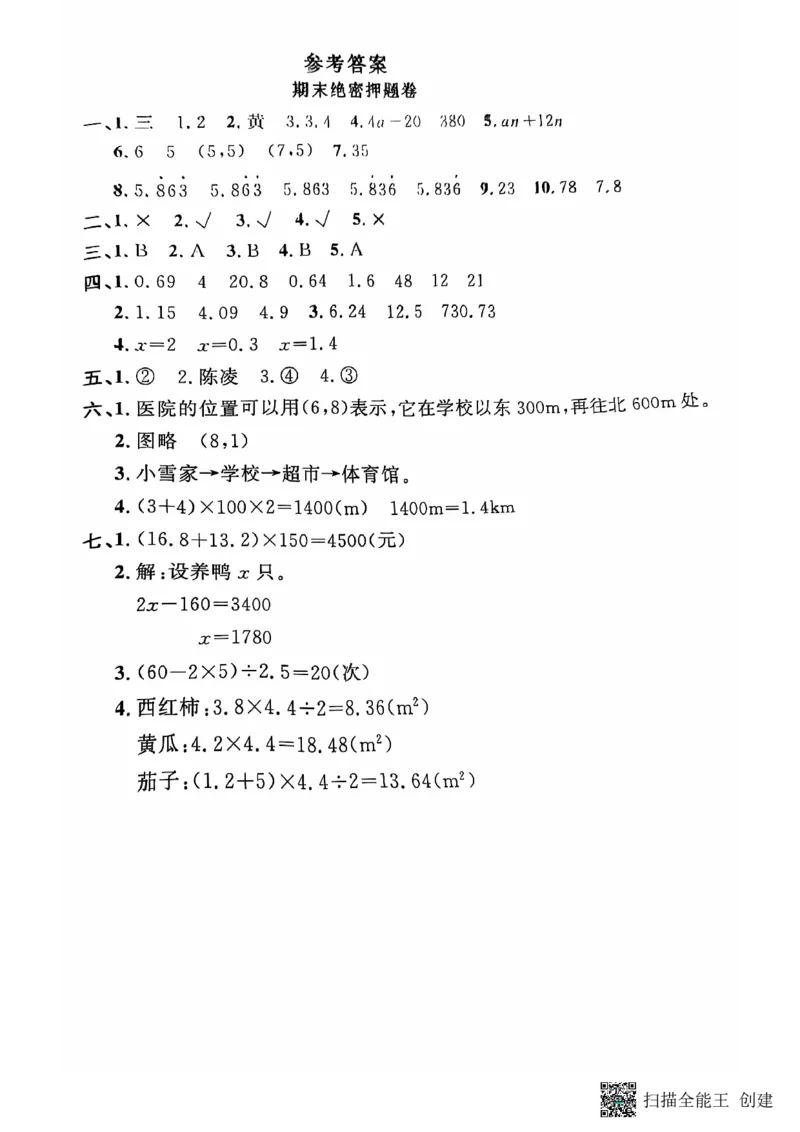 五年级期末数学人教版_小学1-6年级常用的上册资源汇总_五年级上册资料(1)