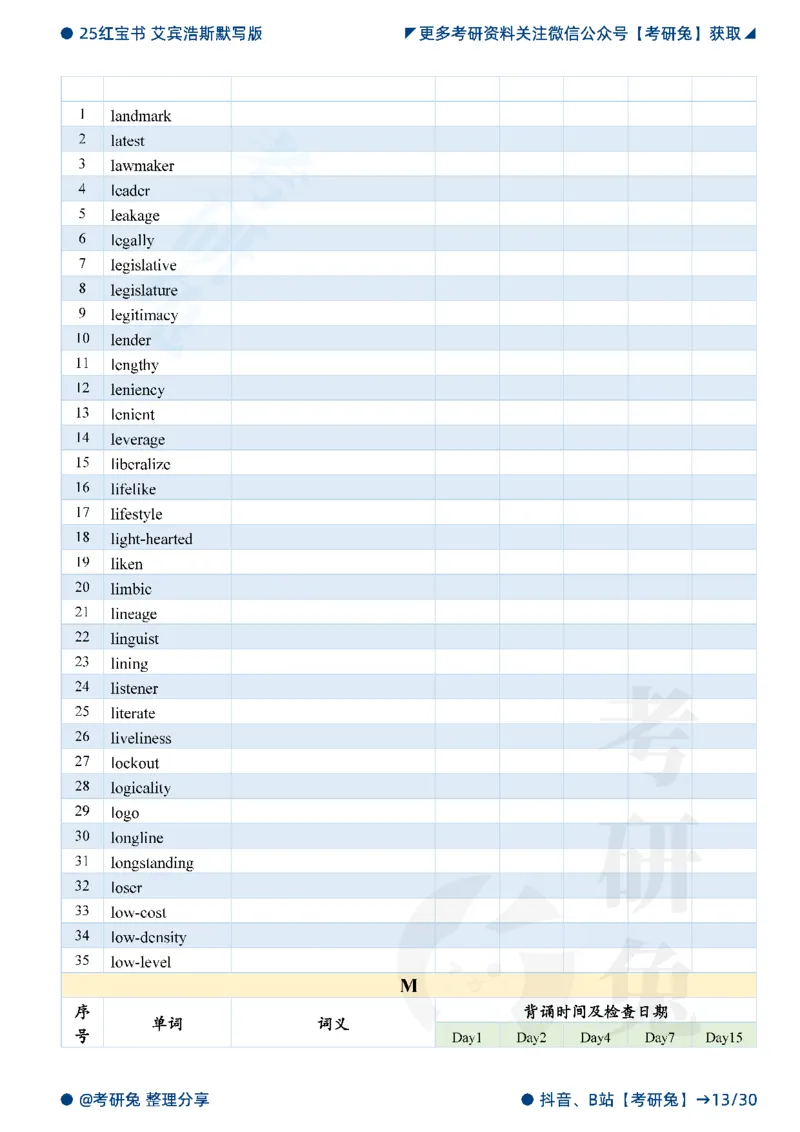 2025考研红宝书默写本-超纲词_27考研真题_考研英语一、二真题+解析（1994-2026）_考研词汇默写本合集_红宝书默写本