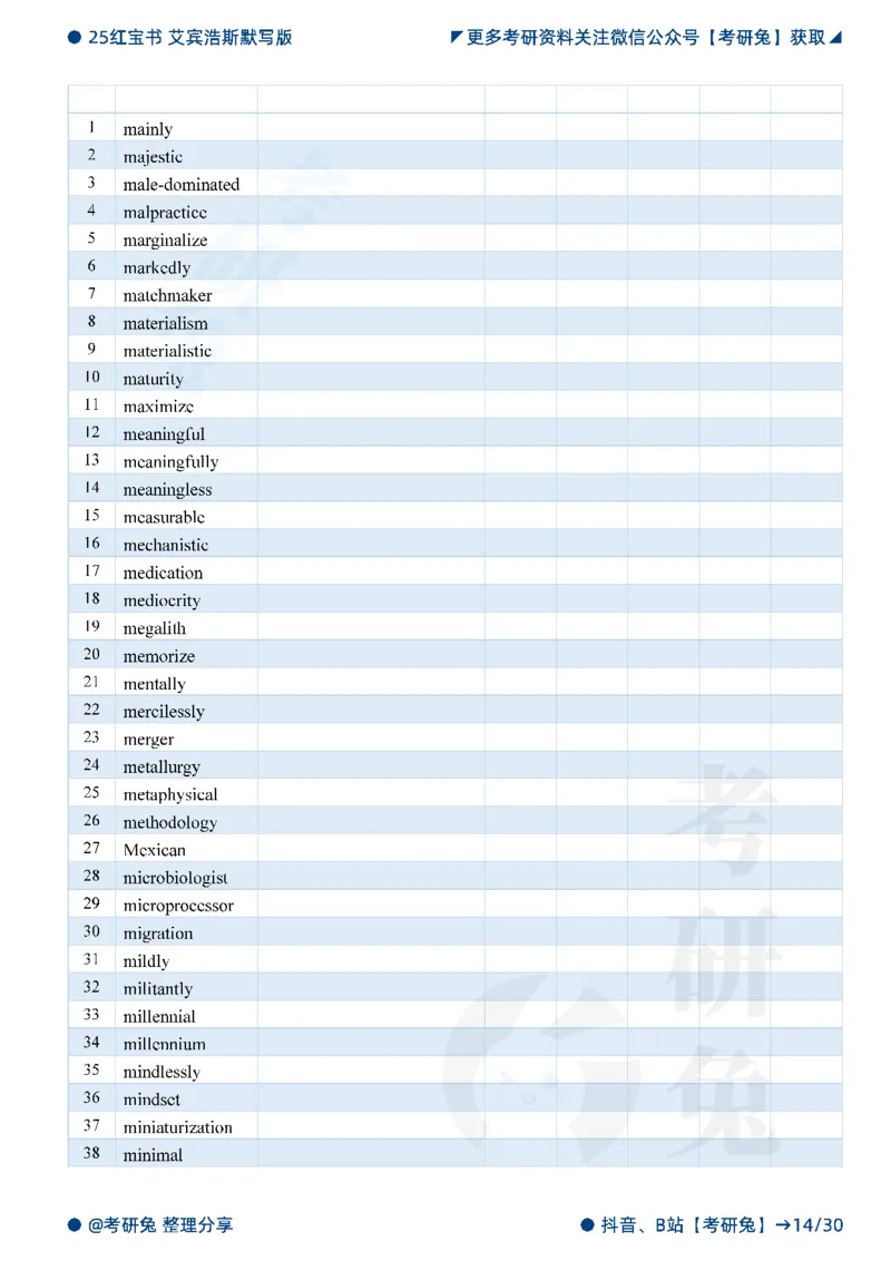 2025考研红宝书默写本-超纲词_27考研真题_考研英语一、二真题+解析（1994-2026）_考研词汇默写本合集_红宝书默写本