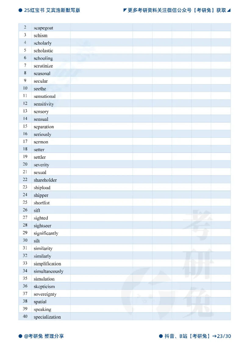 2025考研红宝书默写本-超纲词_27考研真题_考研英语一、二真题+解析（1994-2026）_考研词汇默写本合集_红宝书默写本