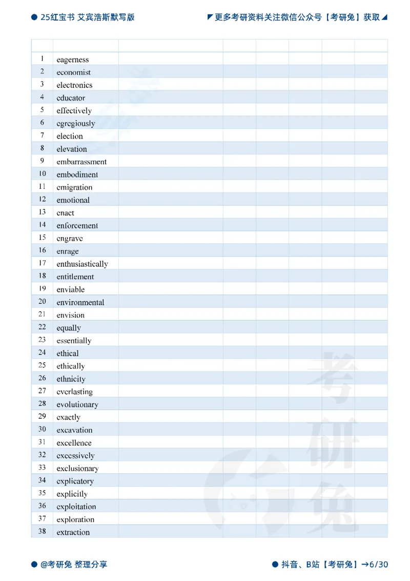 2025考研红宝书默写本-超纲词_27考研真题_考研英语一、二真题+解析（1994-2026）_考研词汇默写本合集_红宝书默写本