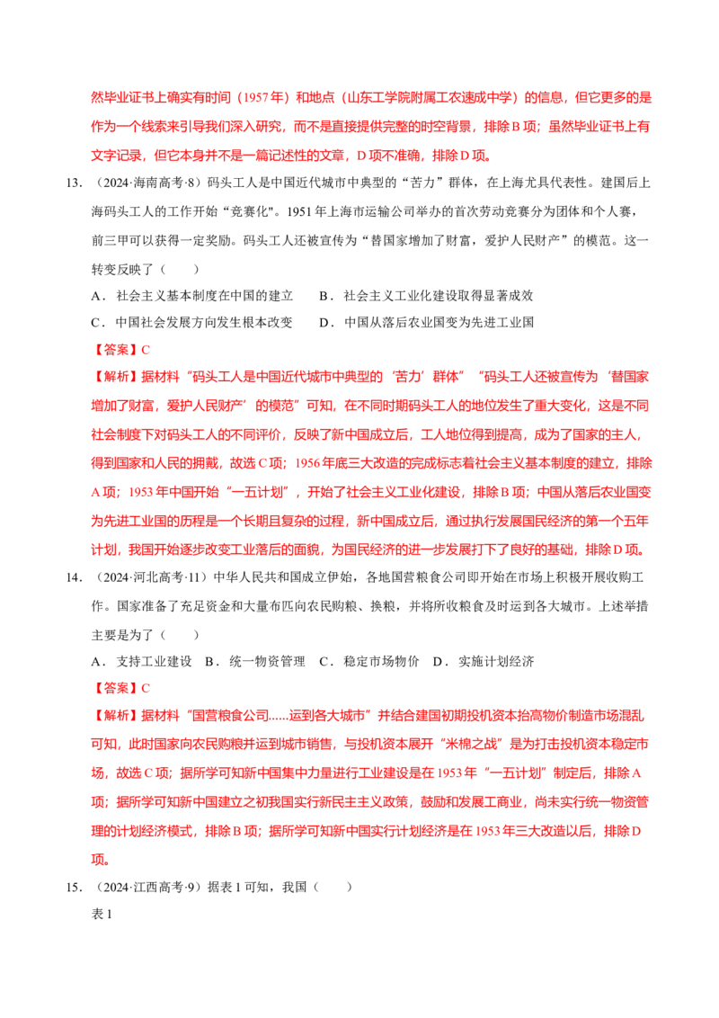 热点02赓续红色党史，实现民族复兴（练习）（解析版）_07高考历史_2025年新高考资料_二轮复习_01高考语文等多个文件_上好课2025年高考历史二轮复习讲练测（新高考通用）