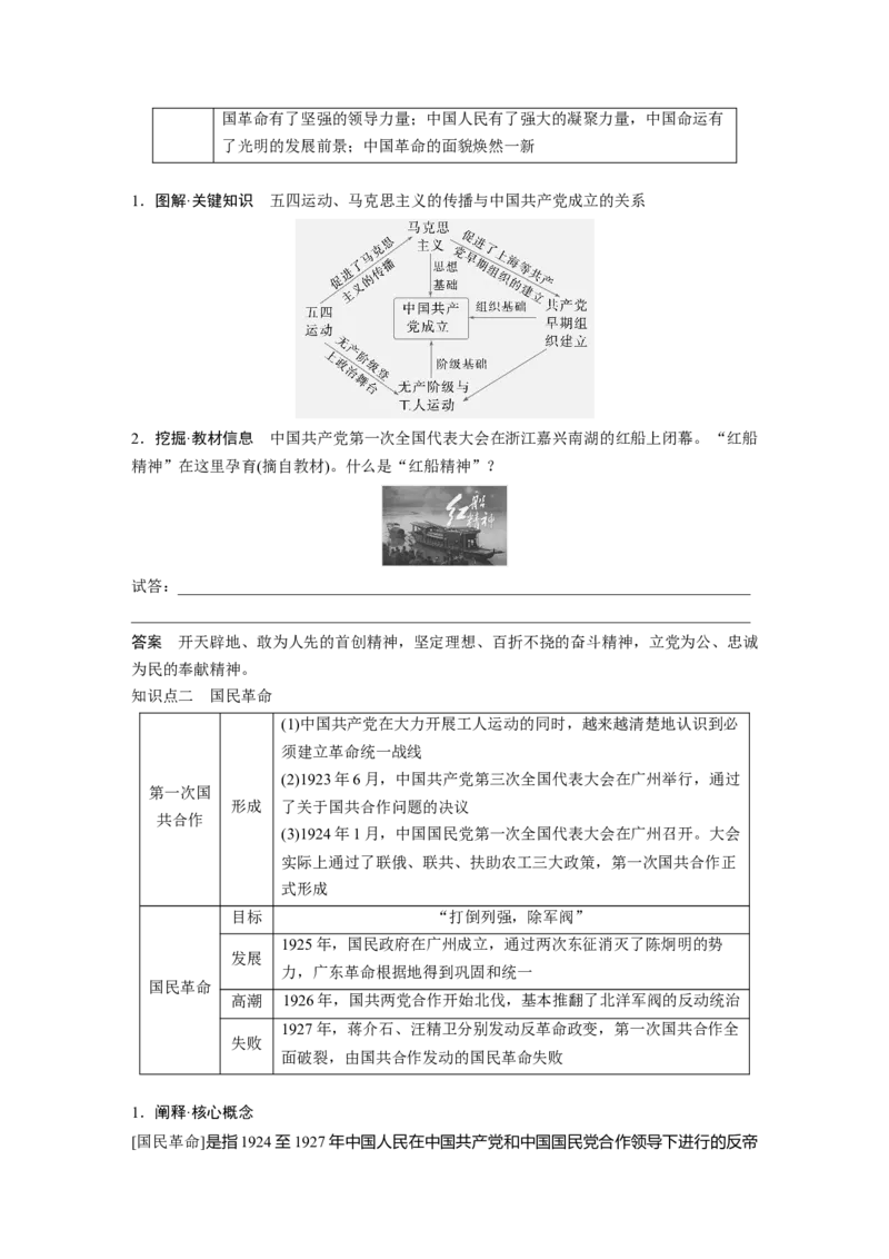 板块二　第八单元　第20讲　中国诞生、国共合作与国民革命_07高考历史_2025年新高考资料_一轮复习_2025高考大一轮复习历史（人教版）_配套word版文档板块一第2单元&mdash;板块四