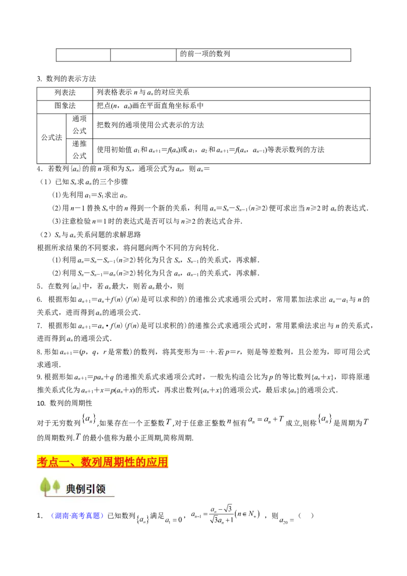 第01讲数列的概念及其表示（含数列周期性单调性和数列通项公式的构造）（教师版）_2025年新高考资料_一轮复习_备战2025年高考数学一轮复习考点帮_第二部分专项讲义_第六章数列