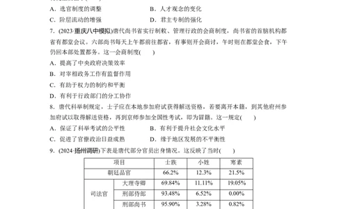 板块一　第三单元　训练6　三国两晋南北朝至隋唐的制度变化与创新_07高考历史_2025年新高考资料_一轮复习_2025高考大一轮复习历史（通史版）_学生用书Word版文档全书_一轮复习67练