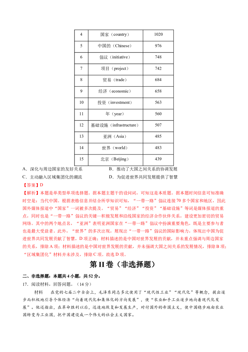 模块检测卷05中国现代史（解析版）_07高考历史_2025年新高考资料_一轮复习_2025年高考历史一轮复习讲练测（新教材新高考）（完结）_模块检测卷_模块检测卷05+中国现代史（16+4模式）