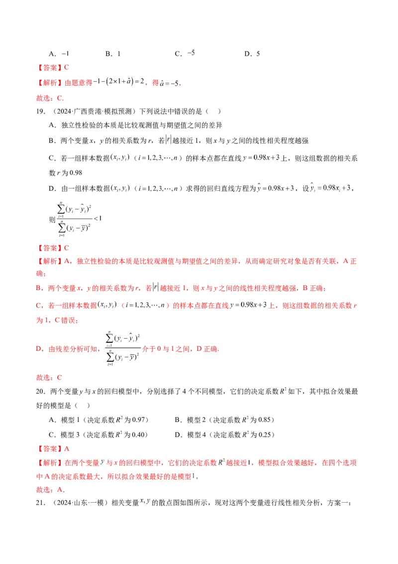 第02讲成对数据的统计分析（五大题型）（练习）（解析版）_2025年新高考资料_一轮复习_2025年高考数学一轮复习讲练测（新教材新高考，含2024高考真题）