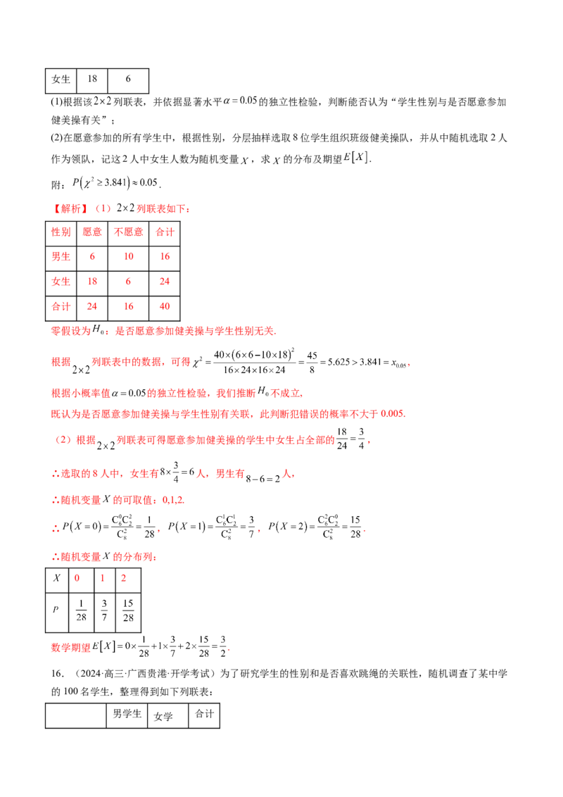 第02讲成对数据的统计分析（五大题型）（练习）（解析版）_2025年新高考资料_一轮复习_2025年高考数学一轮复习讲练测（新教材新高考，含2024高考真题）