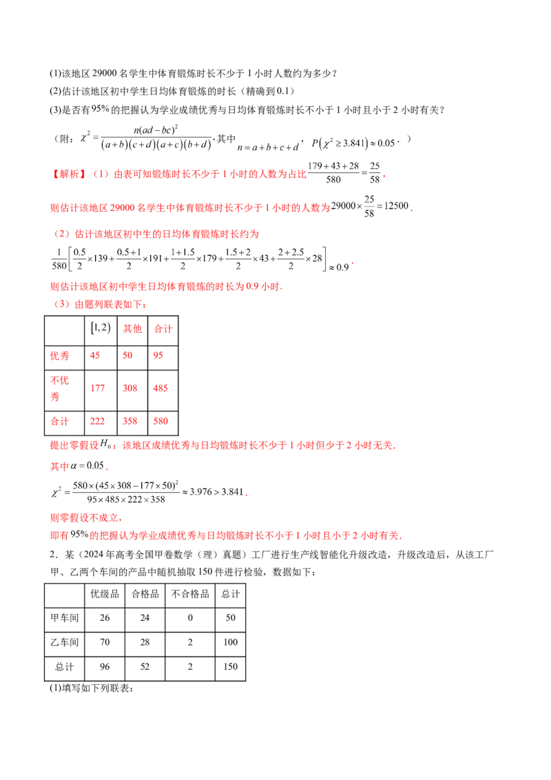 第02讲成对数据的统计分析（五大题型）（练习）（解析版）_2025年新高考资料_一轮复习_2025年高考数学一轮复习讲练测（新教材新高考，含2024高考真题）