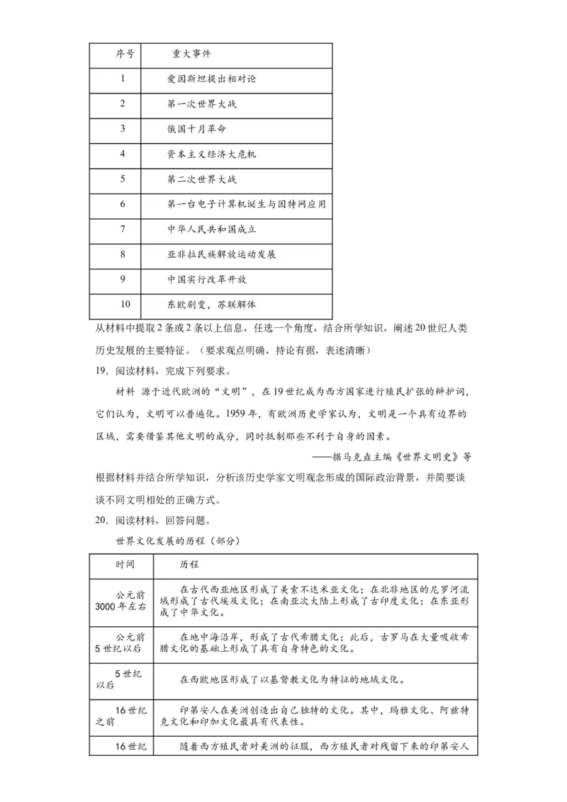 现代战争与不同文化的碰撞和交流--2024届高三历史统编版二轮复习原卷版_07高考历史_2024年新高考资料_2.2024二轮复习_2024届高三历史统编版二轮复习专项训练