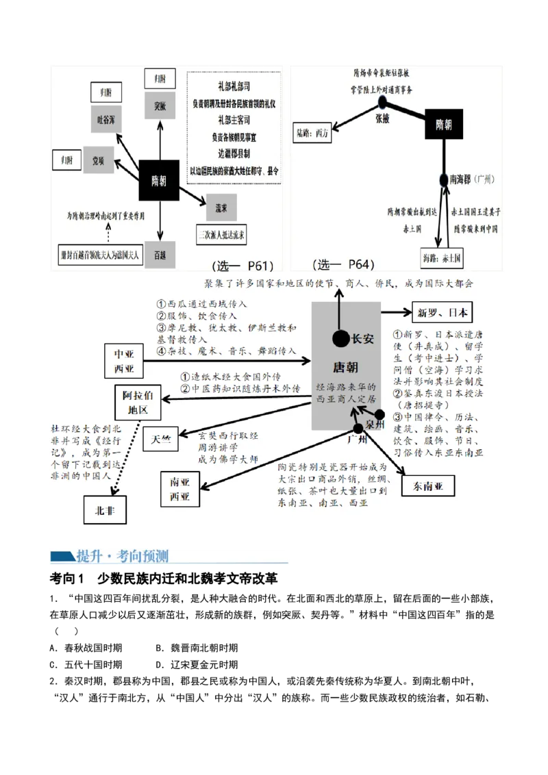 第04讲从三国两晋南北朝到五代十国的政权更迭与民族交融（讲义）（原卷版）_07高考历史_2024年新高考资料_1.2024一轮复习_2024年高考历史一轮复习讲练测（新教材新高考）