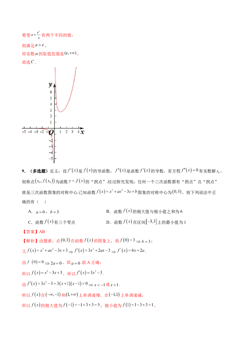 第03讲导数与函数的极值、最值（七大题型）（练习）（解析版）_02高考数学_新高考复习资料_2025年新高考复习_2025年高考数学一轮复习讲练测（新教材新高考，含2024高考真题）