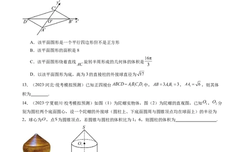 第01讲空间几何体的结构特征、表面积与体积（练习）（学生版）_02高考数学_新高考复习资料_2024年新高考资料_一轮复习资料_第七章立体几何与空间向量