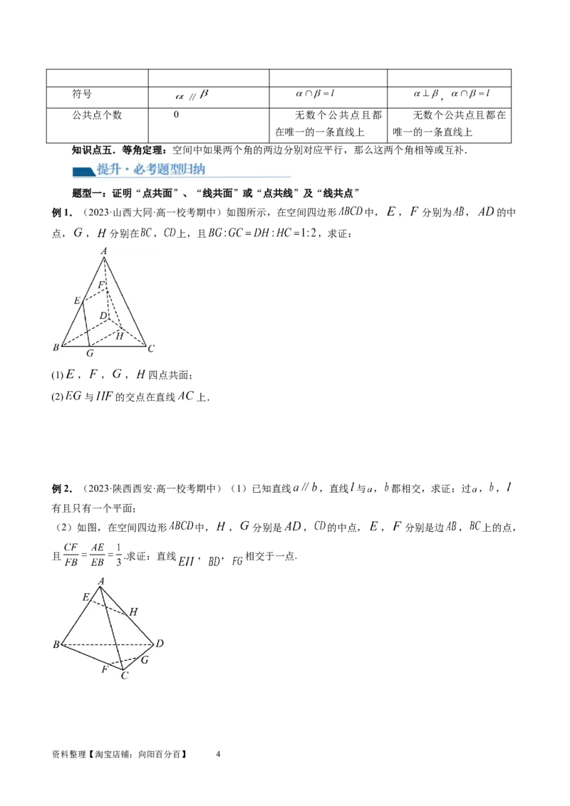 第02讲空间点、直线、平面之间的位置关系（六大题型）（讲义）（学生版）_02高考数学_新高考复习资料_2024年新高考资料_一轮复习资料_第七章立体几何与空间向量
