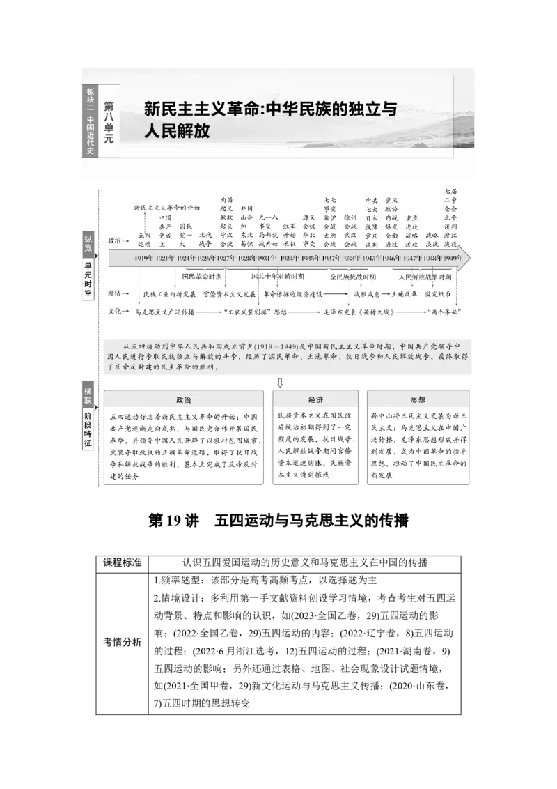 板块二　第八单元　第19讲　五四运动与马克思主义的传播_07高考历史_2025年新高考资料_一轮复习_2025高考大一轮复习讲义+课件精准备考2025年新高三历史一轮复习备课课件（完结）