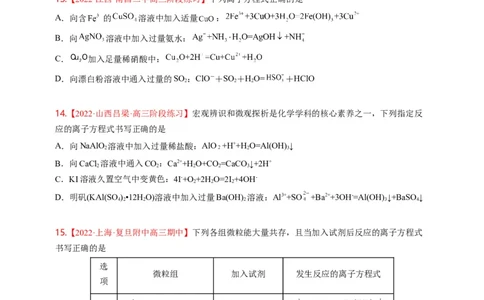 点击04『进阶方程』离子方程式--2023年高考化学热点&middot;重点&middot;难点（全国通用）（进阶版）_05高考化学_通用版（老高考）复习资料_2023年复习资料_专项复习