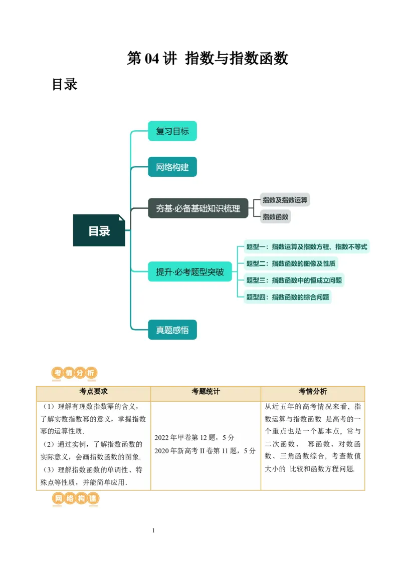 第04讲指数与指数函数（四大题型）（讲义）（解析版）_02高考数学_新高考复习资料_2024年新高考资料_一轮复习资料_完2024年高考数学一轮复习讲练测(课件+讲义+练习)（新高考）
