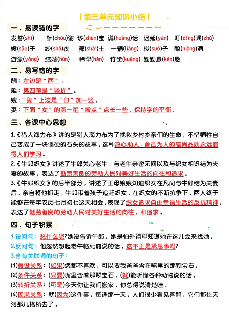 五年级上册语文期中复习高频考点汇总_小学1-6年级常用的上册资源汇总_五年级上册资料(1)