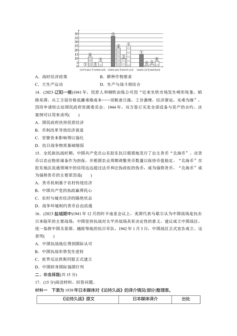 板块二　第八单元　训练22中华民族的抗日战争_07高考历史_2025年新高考资料_一轮复习_2025高考大一轮复习讲义+课件精准备考2025年新高三历史一轮复习备课课件（完结）