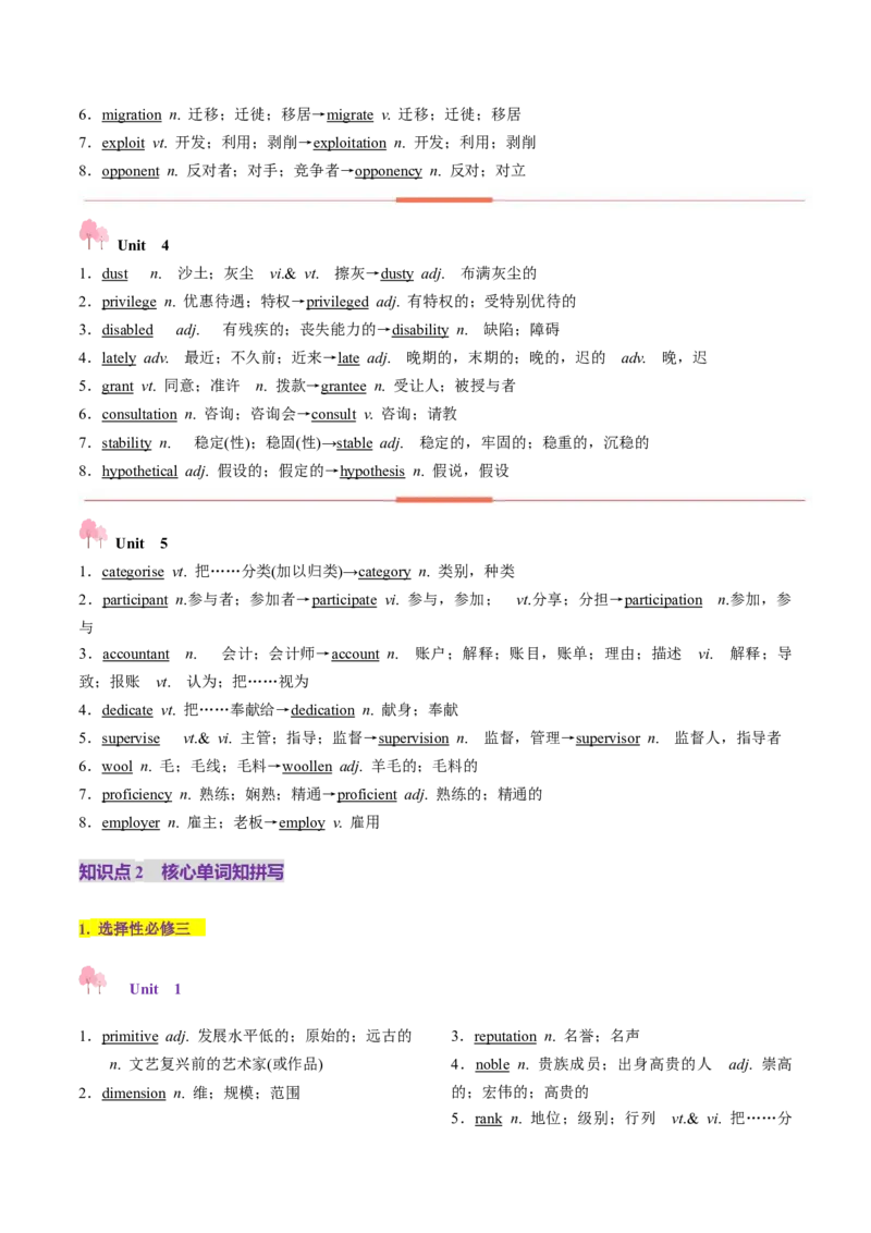 第03讲单词+短语（选择性必修三~选择性必修四）重点易考单词变形+词义辨析（讲义）（原卷版）_03高考英语_新高考复习资料_2025年新高考复习_词汇