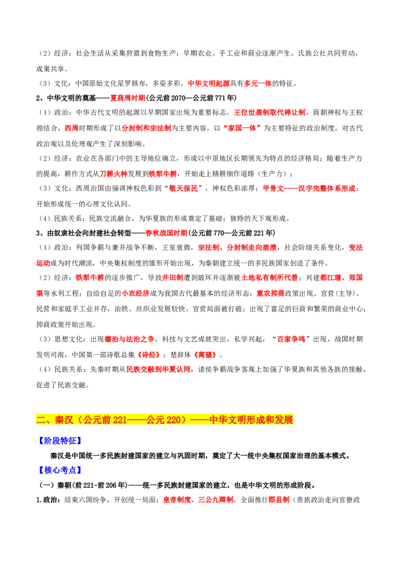 秘籍012024高考考前抢分必记核心知识点扫描&mdash;&mdash;中国古代史-备战2024年高考历史抢分秘籍（新高考专用）_07高考历史_2024年新高考资料_52024三轮冲刺