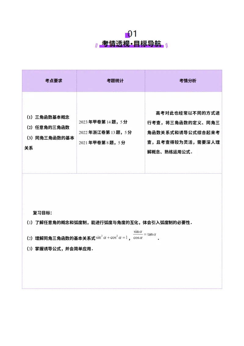 第01讲三角函数概念与诱导公式（九大题型）（讲义）（解析版）_02高考数学_2025年新高考资料_一轮复习_2025年高考数学一轮复习讲练测（新教材新高考，含2024高考真题）