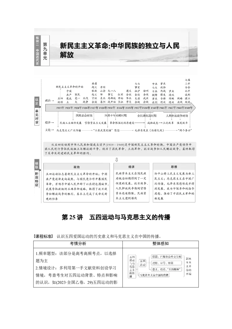 板块二　第九单元　第25讲　五四运动与马克思主义的传播_07高考历史_2025年新高考资料_一轮复习_2025高考大一轮复习讲义+课件精准备考2025年新高三历史一轮复习备课课件（完结）_999