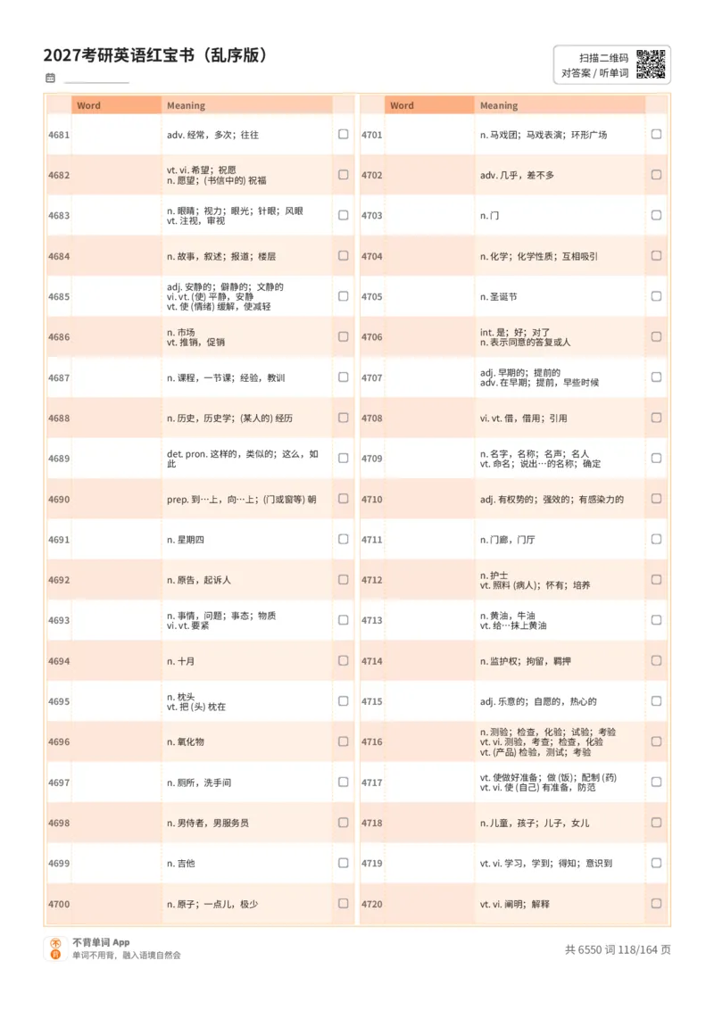 2027考研英语红宝书（乱序版）中文词表_27考研真题_考研英语一、二真题+解析（1994-2026）_03.红宝书_默写本(含正序、乱序、中英对照版)_乱序版-对照中文默写