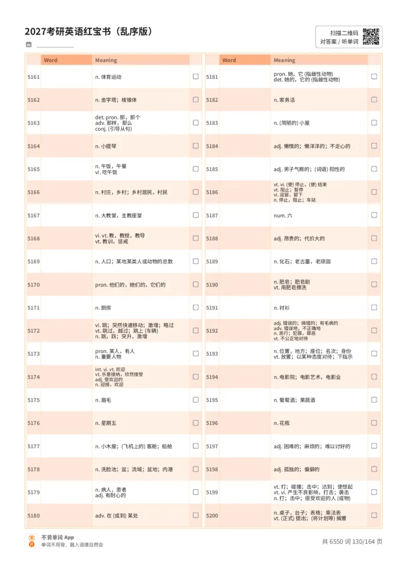 2027考研英语红宝书（乱序版）中文词表_27考研真题_考研英语一、二真题+解析（1994-2026）_03.红宝书_默写本(含正序、乱序、中英对照版)_乱序版-对照中文默写