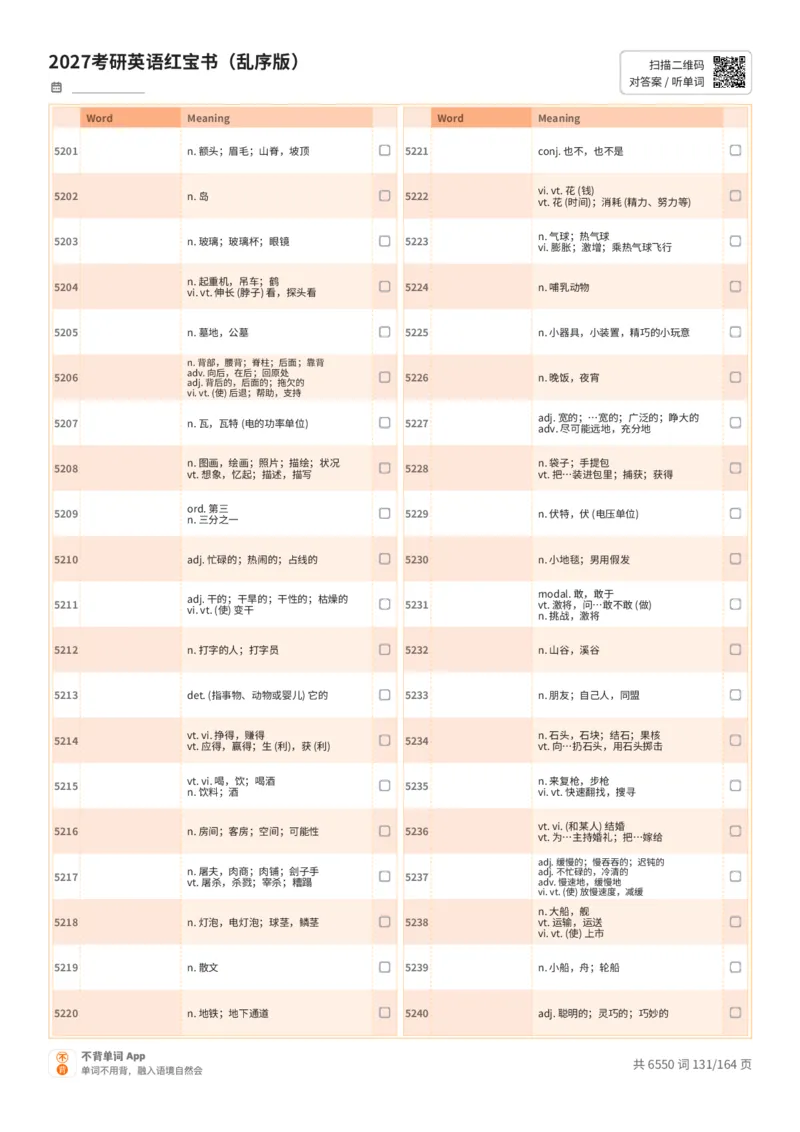 2027考研英语红宝书（乱序版）中文词表_27考研真题_考研英语一、二真题+解析（1994-2026）_03.红宝书_默写本(含正序、乱序、中英对照版)_乱序版-对照中文默写