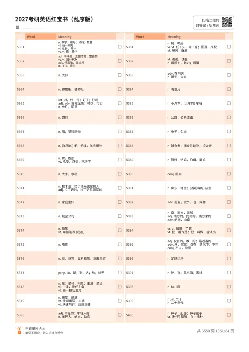 2027考研英语红宝书（乱序版）中文词表_27考研真题_考研英语一、二真题+解析（1994-2026）_03.红宝书_默写本(含正序、乱序、中英对照版)_乱序版-对照中文默写