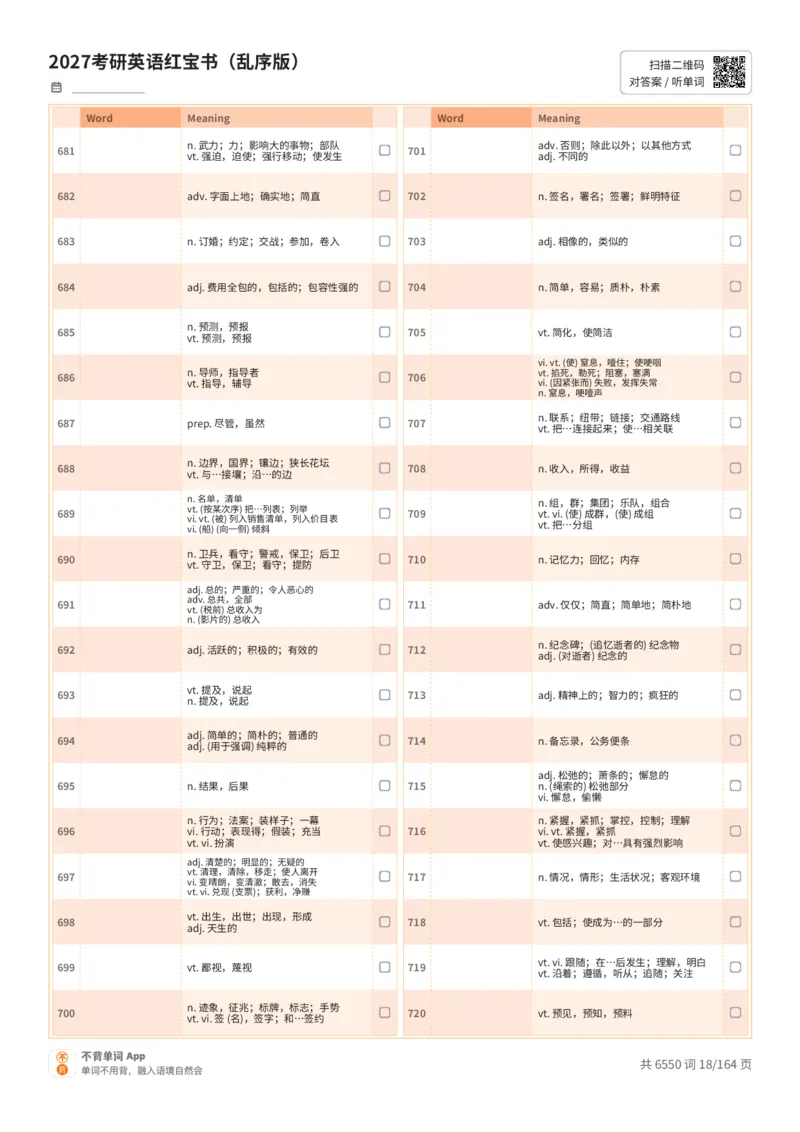 2027考研英语红宝书（乱序版）中文词表_27考研真题_考研英语一、二真题+解析（1994-2026）_03.红宝书_默写本(含正序、乱序、中英对照版)_乱序版-对照中文默写