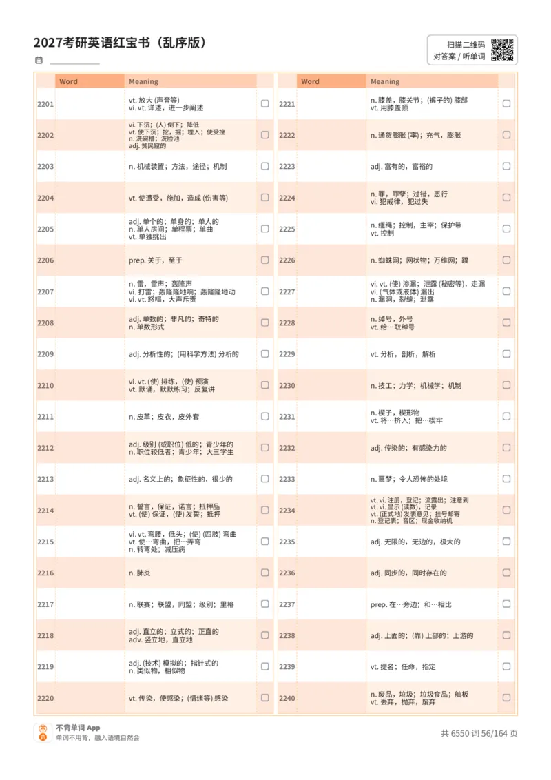 2027考研英语红宝书（乱序版）中文词表_27考研真题_考研英语一、二真题+解析（1994-2026）_03.红宝书_默写本(含正序、乱序、中英对照版)_乱序版-对照中文默写