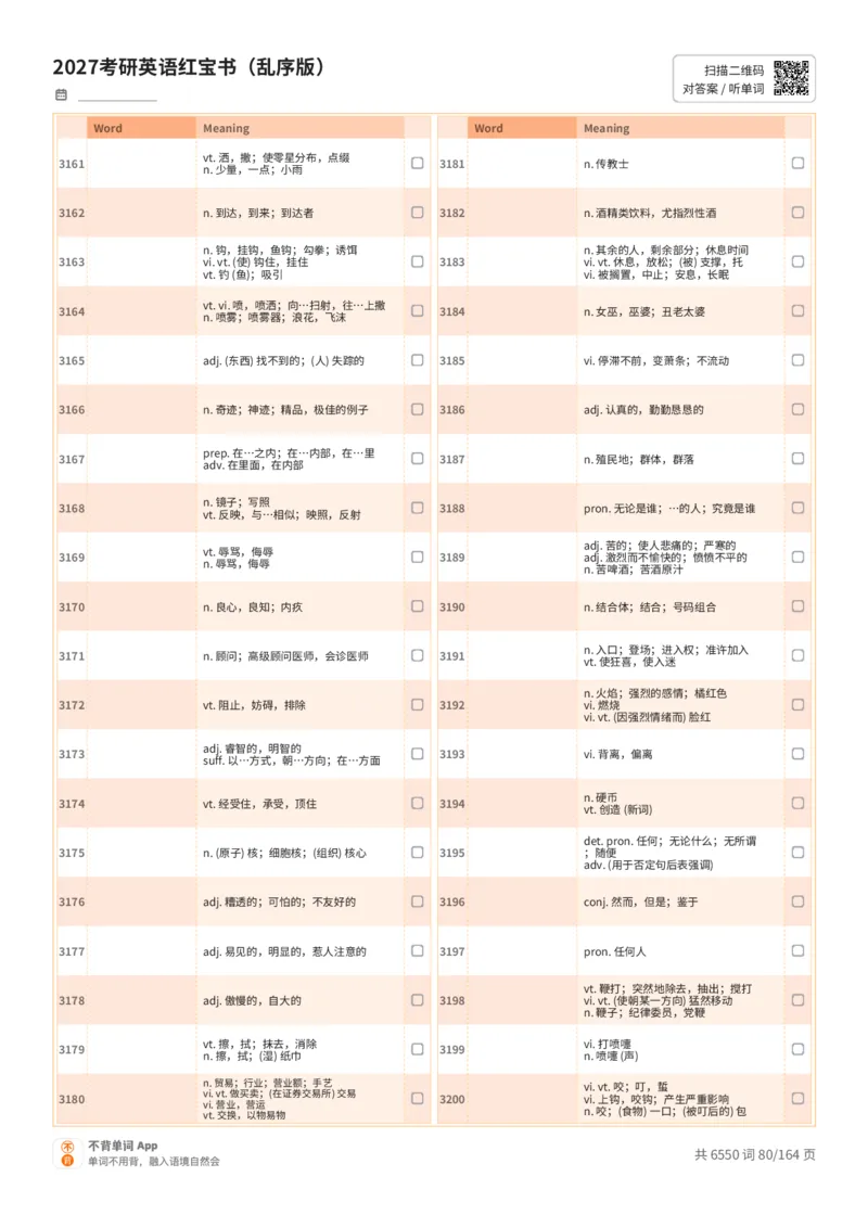 2027考研英语红宝书（乱序版）中文词表_27考研真题_考研英语一、二真题+解析（1994-2026）_03.红宝书_默写本(含正序、乱序、中英对照版)_乱序版-对照中文默写