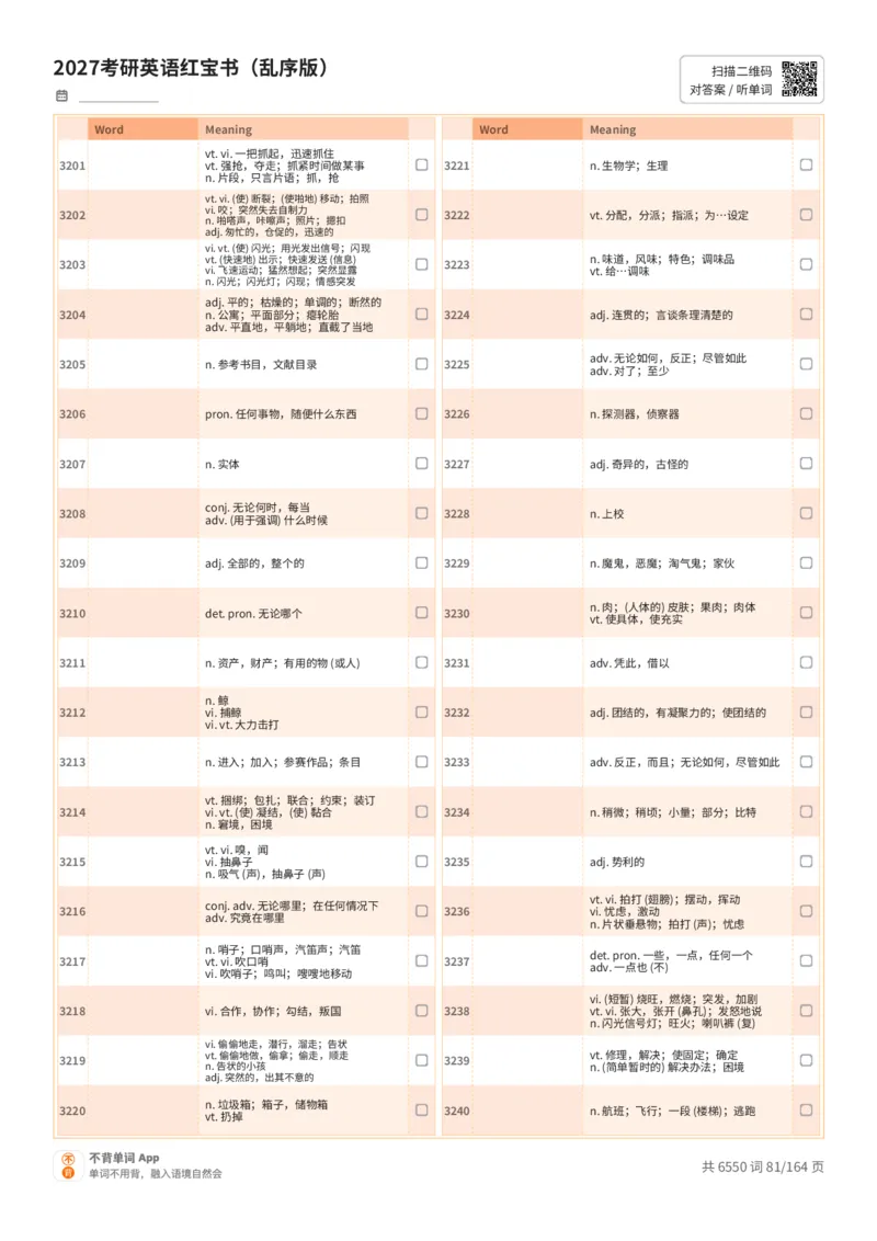 2027考研英语红宝书（乱序版）中文词表_27考研真题_考研英语一、二真题+解析（1994-2026）_03.红宝书_默写本(含正序、乱序、中英对照版)_乱序版-对照中文默写