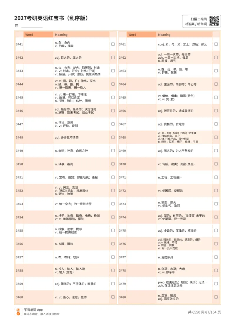 2027考研英语红宝书（乱序版）中文词表_27考研真题_考研英语一、二真题+解析（1994-2026）_03.红宝书_默写本(含正序、乱序、中英对照版)_乱序版-对照中文默写