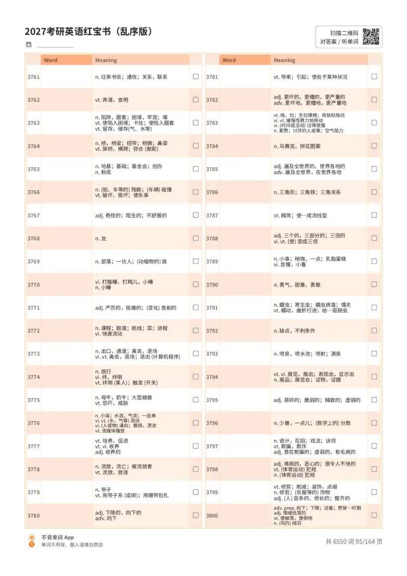 2027考研英语红宝书（乱序版）中文词表_27考研真题_考研英语一、二真题+解析（1994-2026）_03.红宝书_默写本(含正序、乱序、中英对照版)_乱序版-对照中文默写