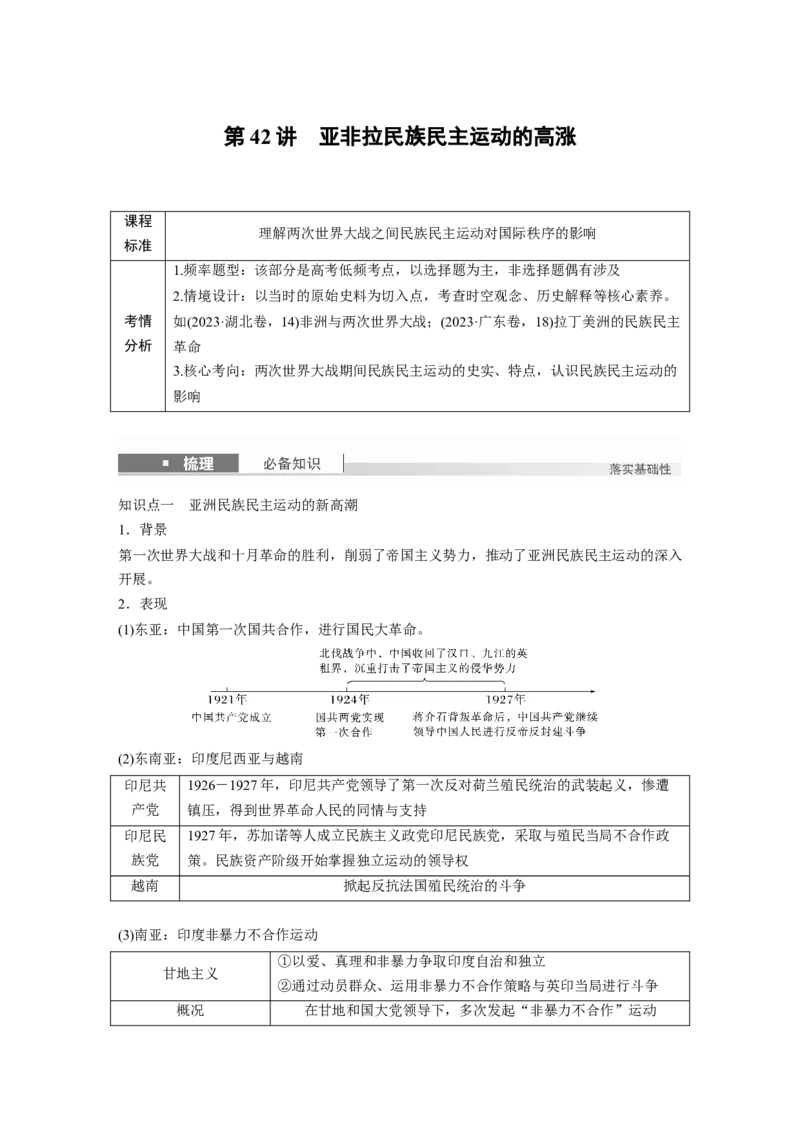 板块四　第十四单元　第42讲　亚非拉民族民主运动的高涨_07高考历史_2025年新高考资料_一轮复习_2025高考大一轮复习讲义+课件精准备考2025年新高三历史一轮复习备课课件（完结）