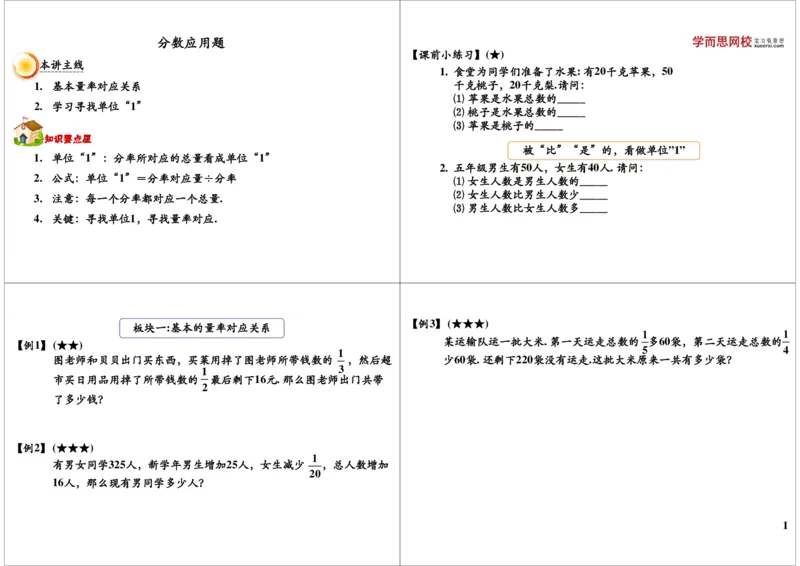 分数应用题_奥数专题合集_H004五年级奥数年卡竞赛班60讲张新刚mp4+pdf_第15讲分数应用题