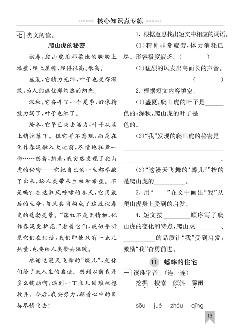 七彩课堂四语上单元核心知识点专练_25秋1-6年级语文上册课件教案_25秋统编版语文四年级上册_统编版语文四年级上册教学资源包（25秋七彩课堂）_10.期末复习_单元核心知识点专练