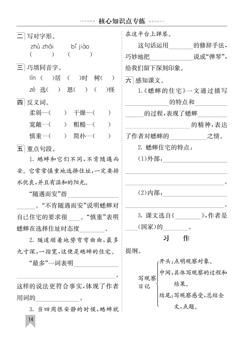 七彩课堂四语上单元核心知识点专练_25秋1-6年级语文上册课件教案_25秋统编版语文四年级上册_统编版语文四年级上册教学资源包（25秋七彩课堂）_10.期末复习_单元核心知识点专练