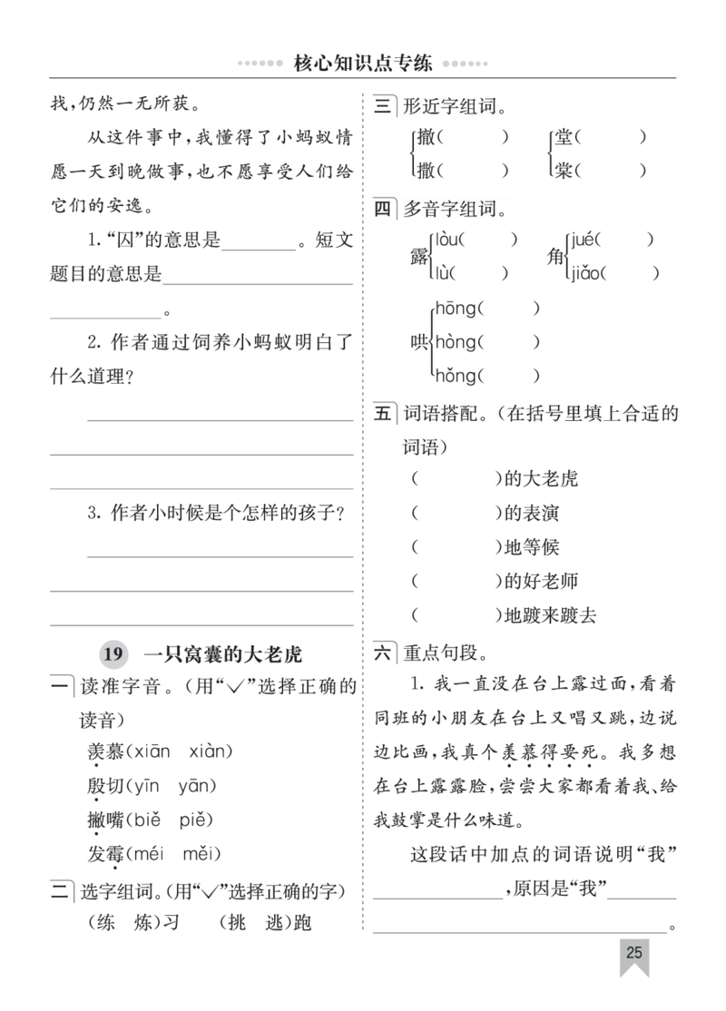 七彩课堂四语上单元核心知识点专练_25秋1-6年级语文上册课件教案_25秋统编版语文四年级上册_统编版语文四年级上册教学资源包（25秋七彩课堂）_10.期末复习_单元核心知识点专练