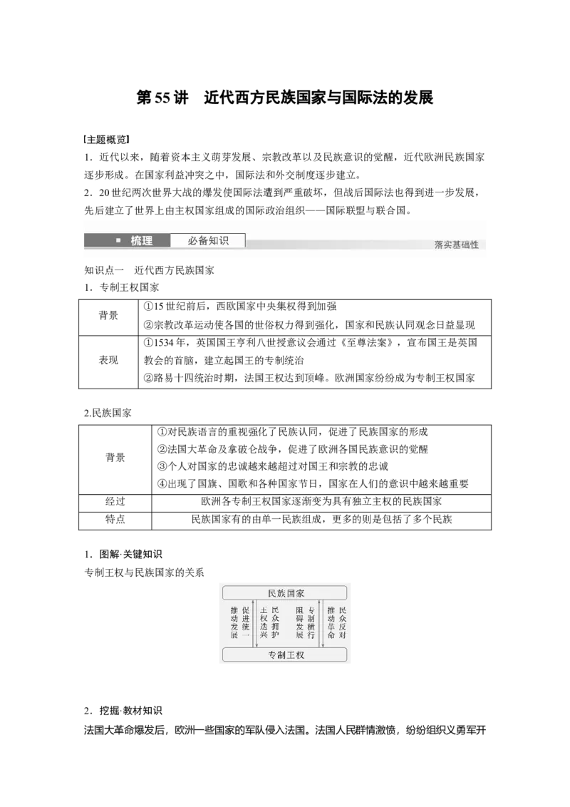 版块五　第十六单元　第55讲　近代西方民族国家与国际法的发展_07高考历史_2025年新高考资料_一轮复习_2025高考大一轮复习历史（人教版）_学生用书Word版文档全书_2025大一轮复习讲义