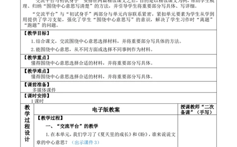 交流平台与初试身手优质版教案_25秋1-6年级语文上册课件教案_25秋统编版语文六年级上册_统编版语文六年级上册教学资源包（25秋七彩课堂）_5.第五单元_交流平台与初试身手_教案