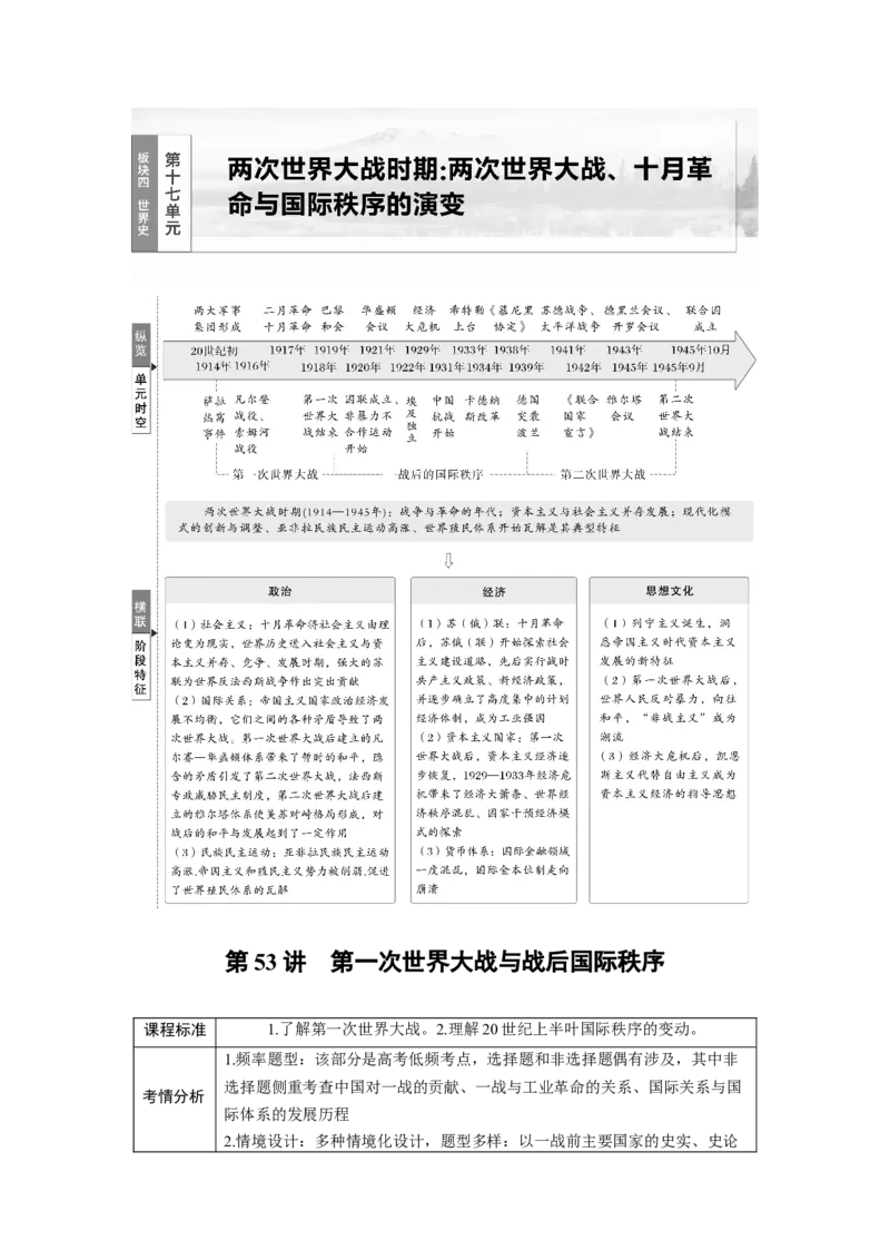 板块四　第十七单元　第53讲　第一次世界大战与战后国际秩序_07高考历史_2025年新高考资料_一轮复习_2025高考大一轮复习历史（通史版）_学生用书Word版文档全书_大一轮复习讲义