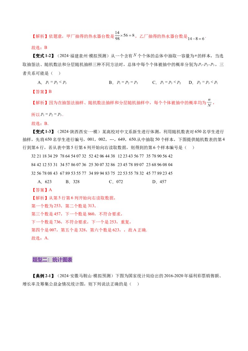 第01讲随机抽样、统计图表、用样本估计总体（八大题型）（讲义）（解析版）_2025年新高考资料_一轮复习_2025年高考数学一轮复习讲练测（新教材新高考，含2024高考真题）