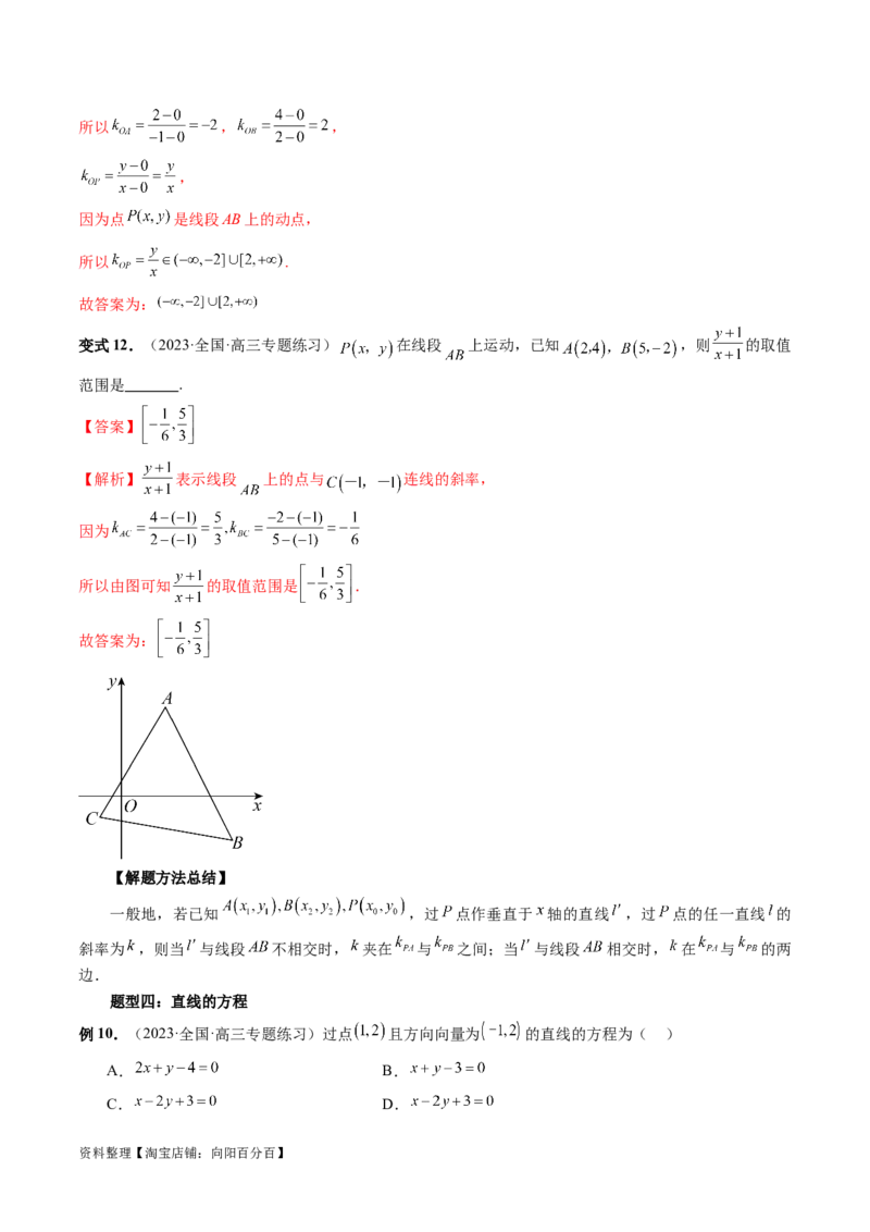 第01讲直线的方程（九大题型）（讲义）（解析版）_02高考数学_新高考复习资料_2024年新高考资料_一轮复习资料_完2024年高考数学一轮复习讲练测(课件+讲义+练习)（新高考）