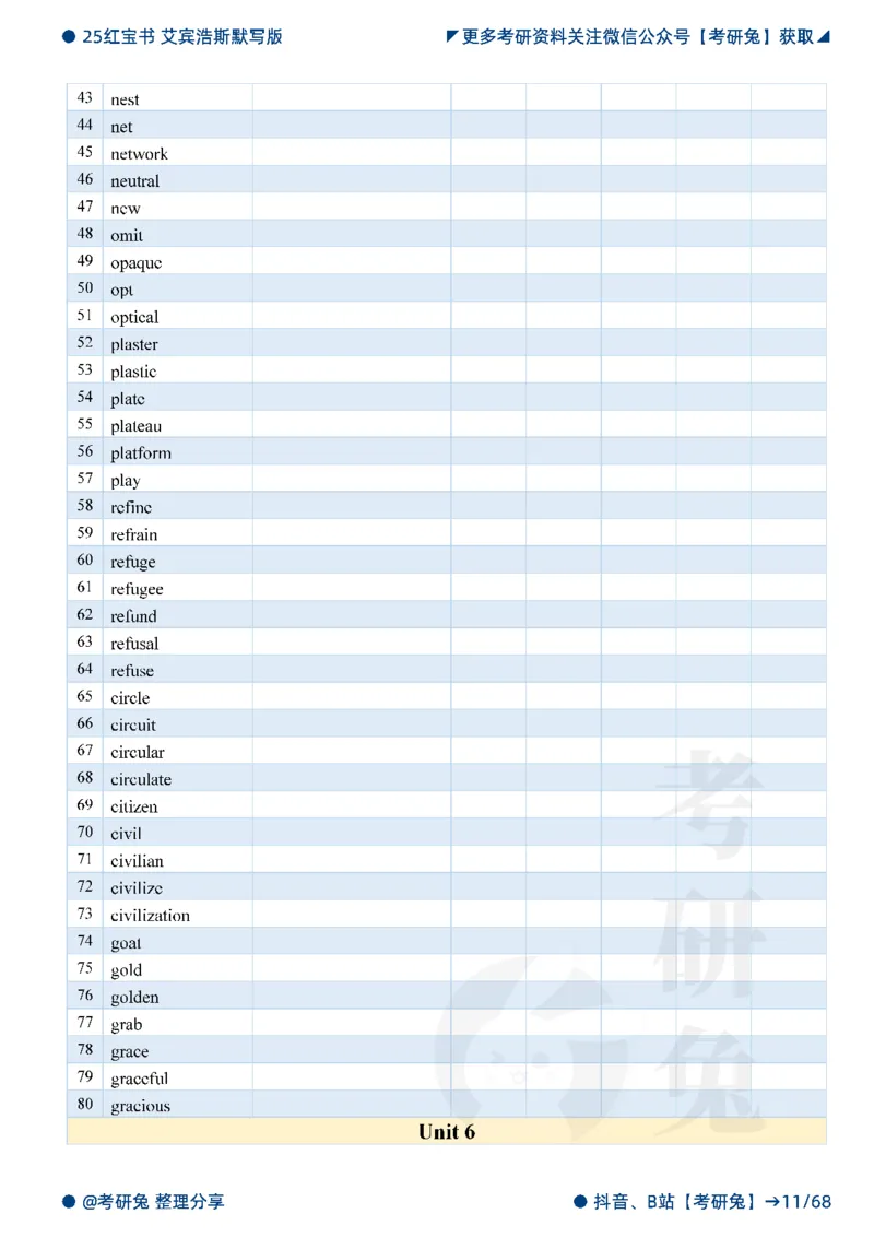 2025考研红宝书默写本-基础词_27考研真题_考研英语一、二真题+解析（1994-2026）_考研词汇默写本合集_红宝书默写本