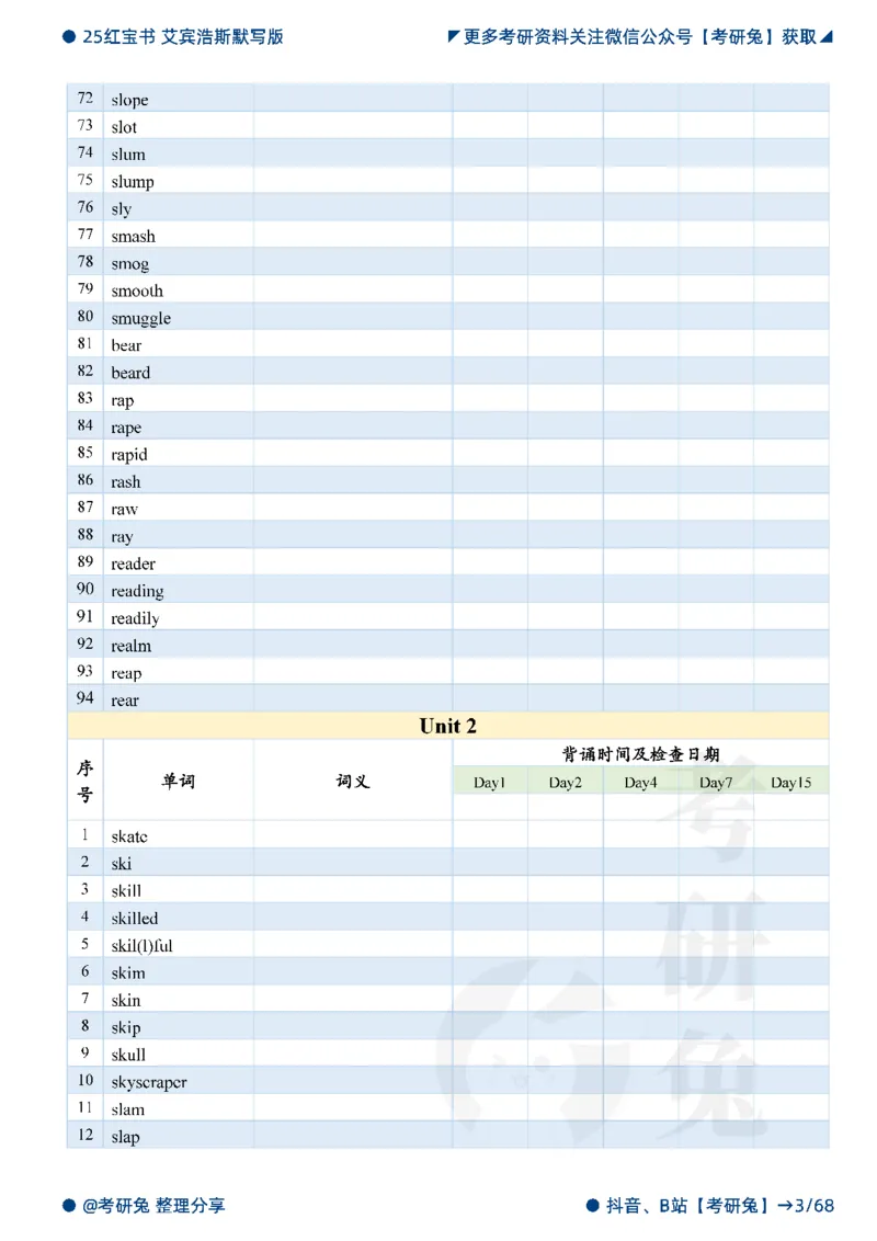 2025考研红宝书默写本-基础词_27考研真题_考研英语一、二真题+解析（1994-2026）_考研词汇默写本合集_红宝书默写本