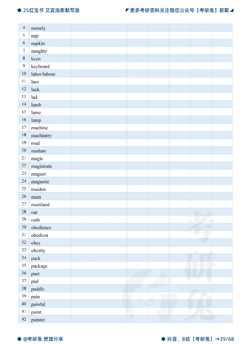 2025考研红宝书默写本-基础词_27考研真题_考研英语一、二真题+解析（1994-2026）_考研词汇默写本合集_红宝书默写本